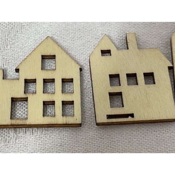 Miniature Wooden Cutout Houses 1”x1” Approx Crafting Painting Building Etc - Picture 3 of 3